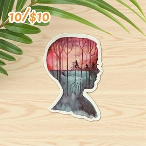 Stranger Things Silhouette Sticker – Retro Bike Ride Scene